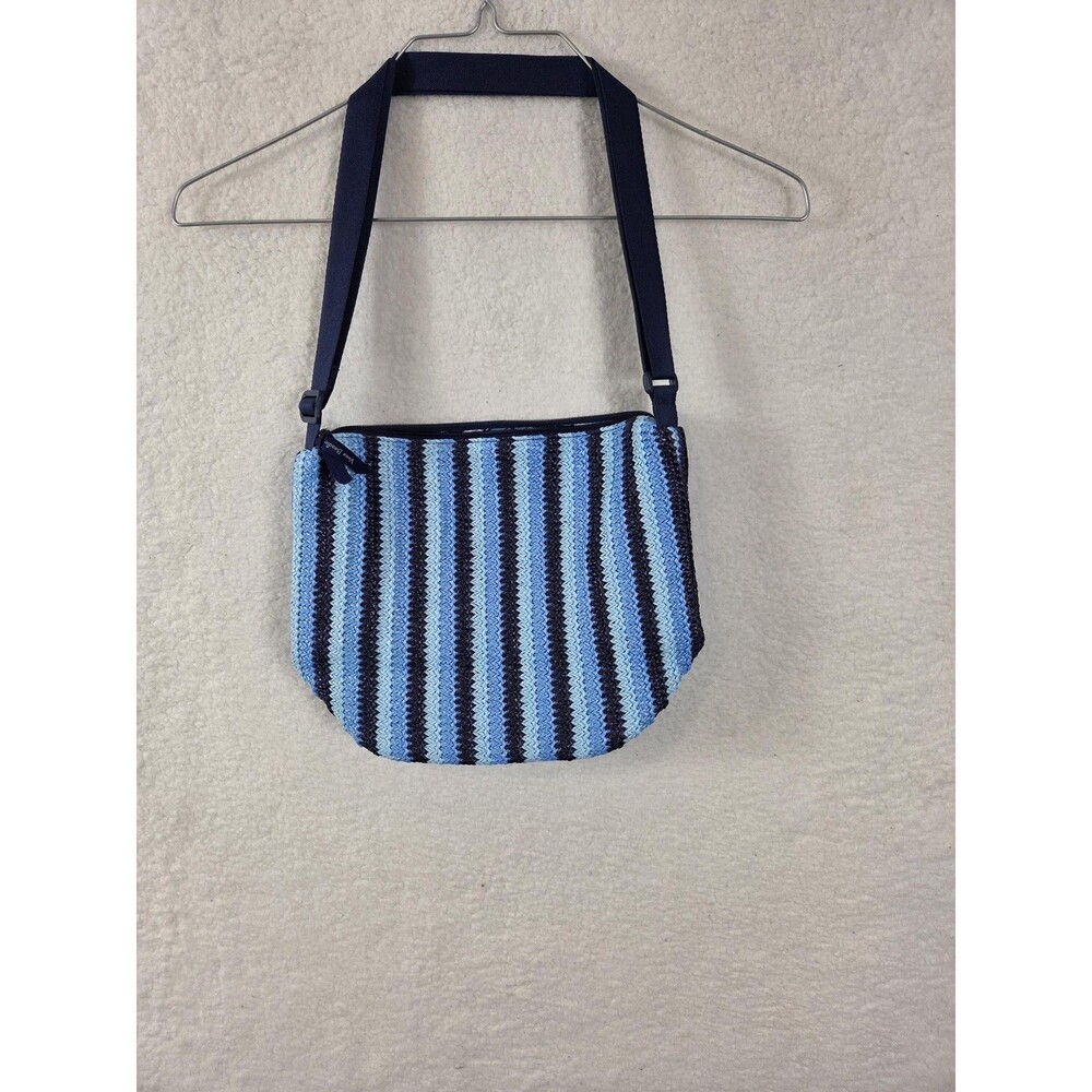 Vera Bradley Straw Bucket Crossbody Bag M Blue Stripe Floral Paisley Adjustable‎